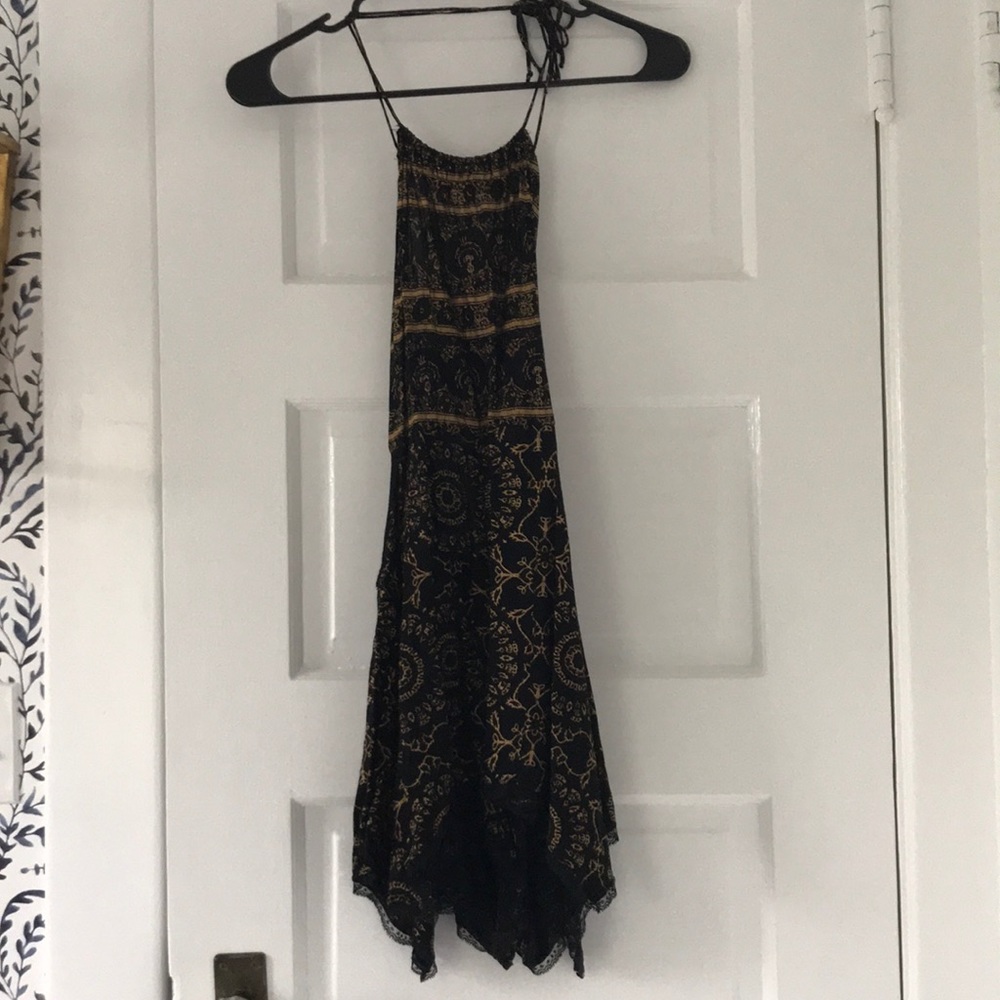 Free People Black and Gold Romper